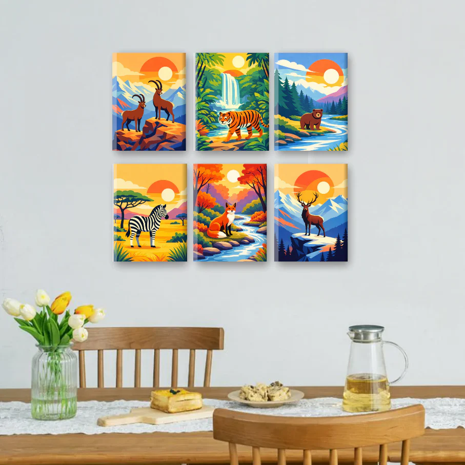 6 Mini Paintings - Animals & Landscapes Set - Image 2