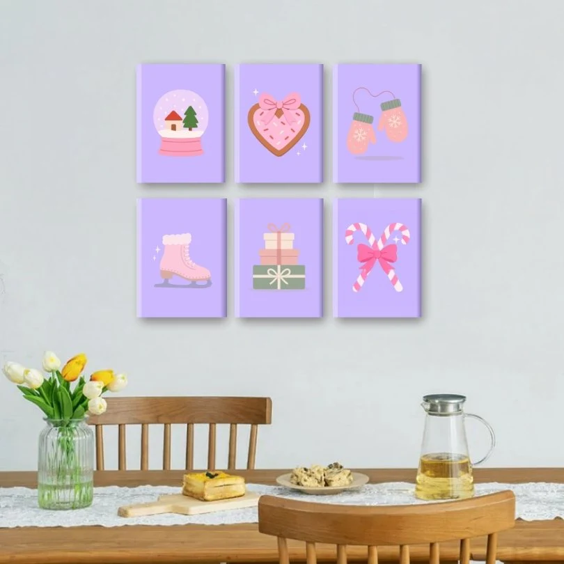6 Mini Paintings - Purple Winter Set - Image 2