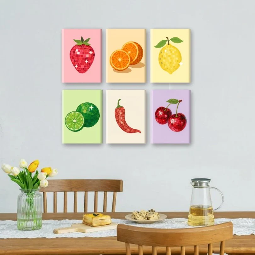 6 Mini Paintings - Shiny Fruit Set - Image 2