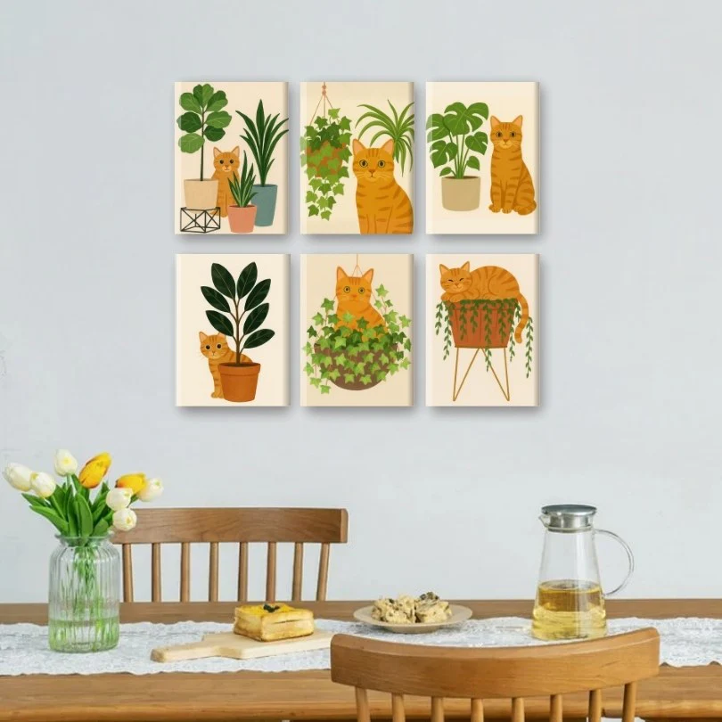 6 Mini Paintings - The Orange Cat Set - Image 2