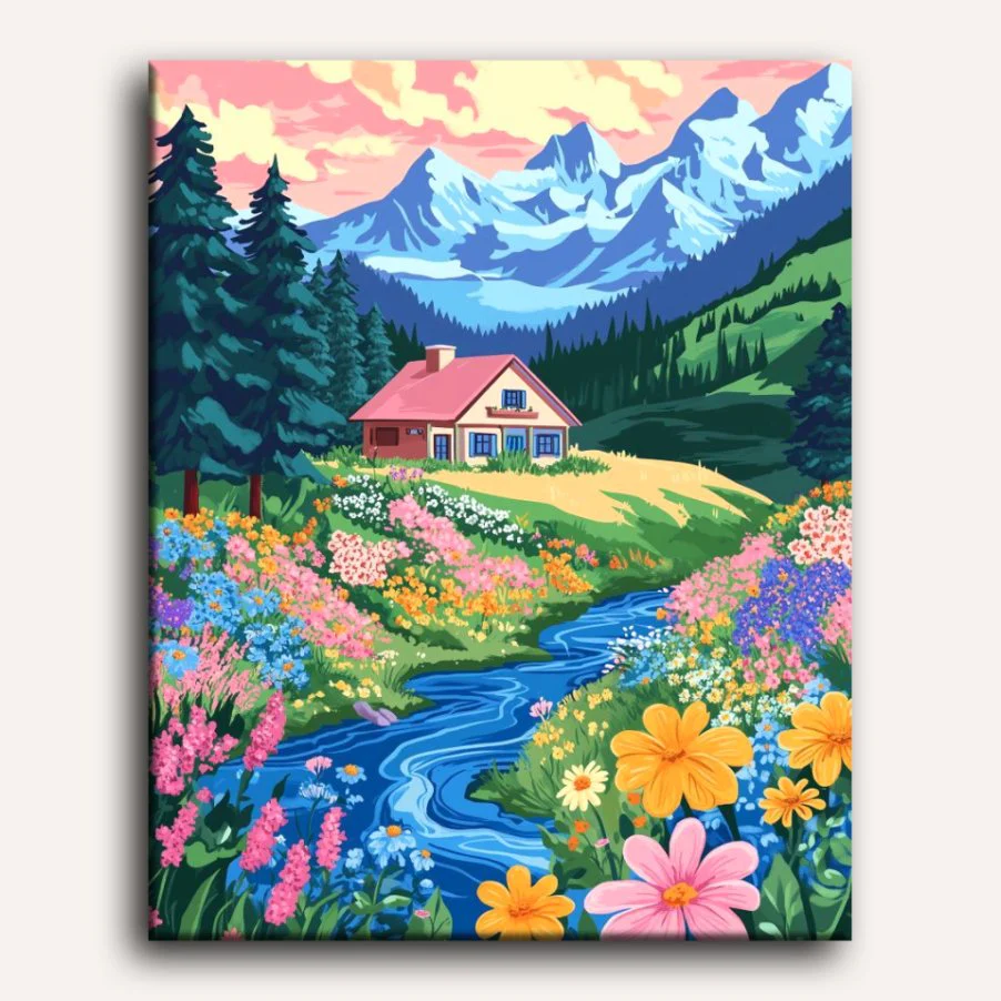 Colorful House in the Forest 2 | Paint by Numbers - Image 2