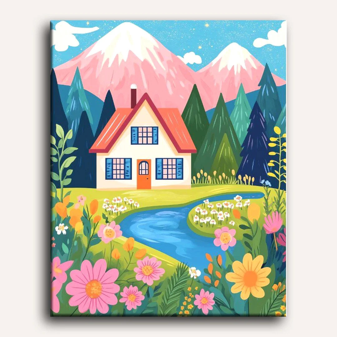 Colorful House in the Forest | Paint by Numbers - Image 2