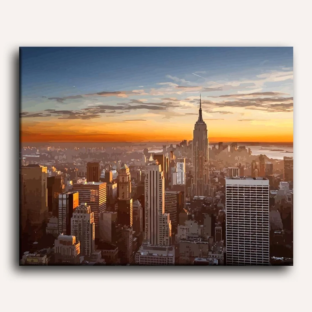 Sunset over Manhattan - New York | Paint by Numbers - Image 2
